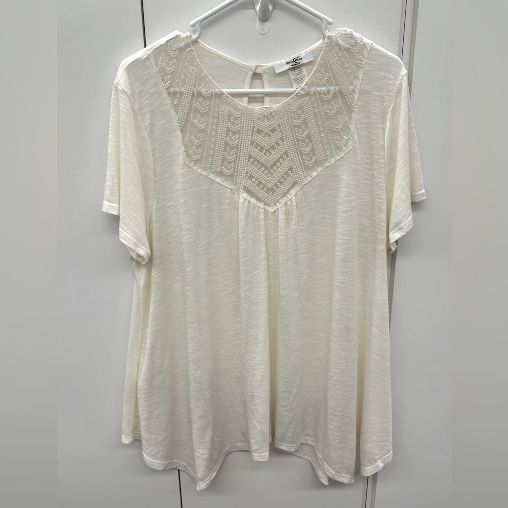 Cream Lace Accent Blouse